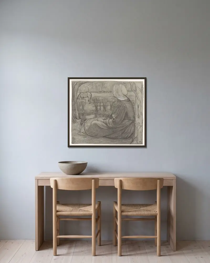 Huizer kvinna vid vattnet av Richard Nicolaüs Roland Holst inramad på en vägg