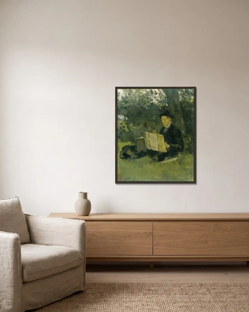 Jan Verkade (1868-1946) Painting under a Tree at Hattem av Richard Nicolaüs Roland Holst inramad på en vägg