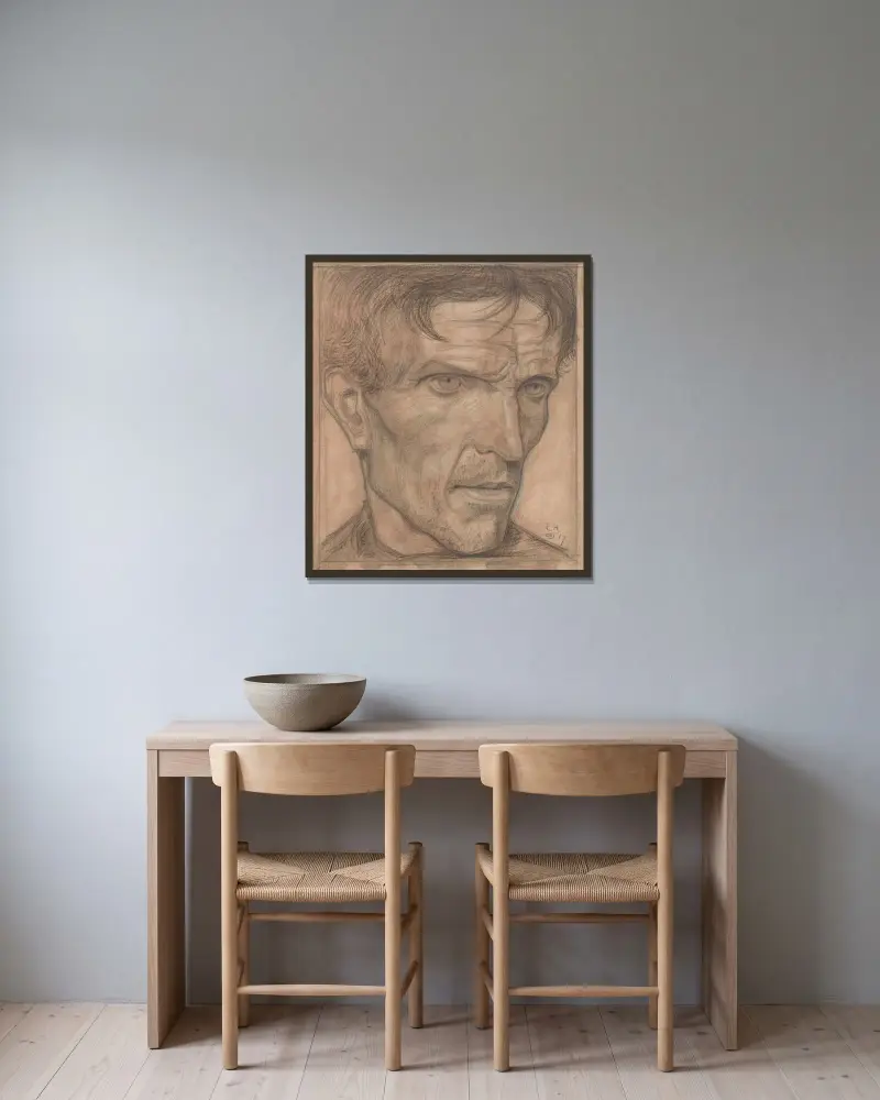 Kopia av en man av Richard Nicolaüs Roland Holst inramad på en vägg