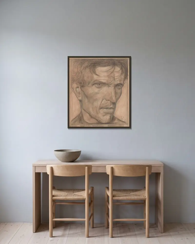 Kopia av en man av Richard Nicolaüs Roland Holst inramad på en vägg
