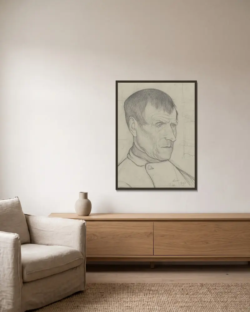 Kopia av en man från Laren av Richard Nicolaüs Roland Holst inramad på en vägg