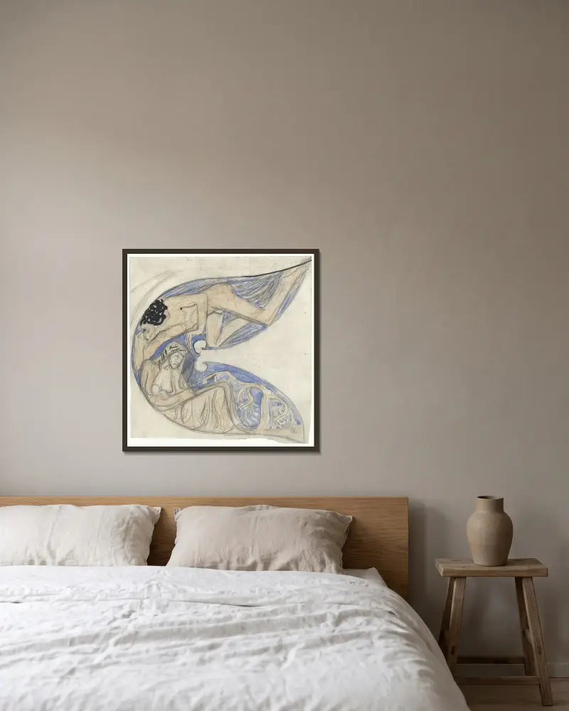 Mann, Frau und Kind (Ellende) von Richard Nicolaüs Roland Holst gerahmt an einer Wand