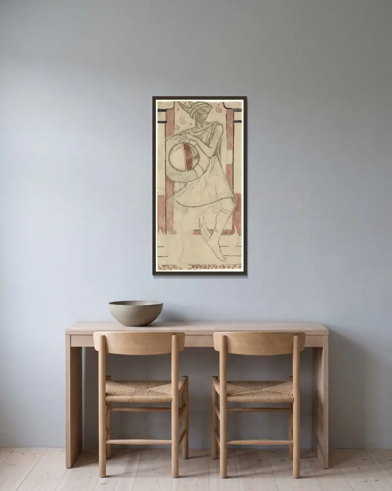 Mercurius, hedersbevis för trogen tjänst, Calvé, Delft av Richard Nicolaüs Roland Holst inramad på en vägg