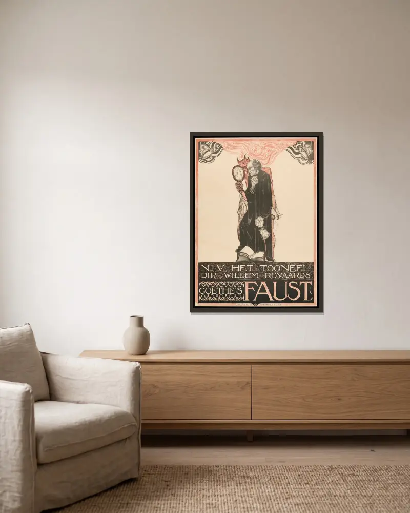 N V Het Tooneel Dir Willem Royaards Goethe’s Faust av Richard Nicolaüs Roland Holst inramad på en vägg