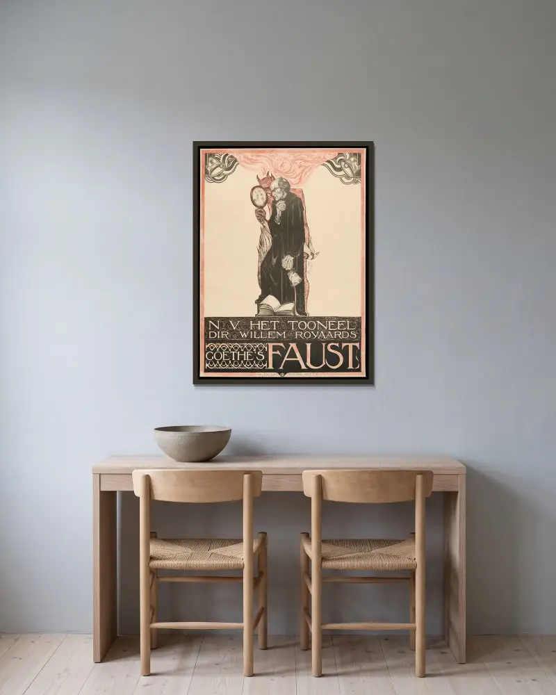 N V Het Tooneel Dir Willem Royaards Goethe’s Faust av Richard Nicolaüs Roland Holst inramad på en vägg