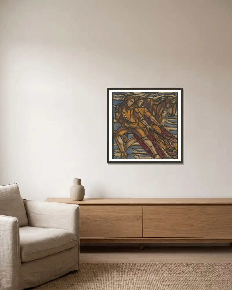 Ontwerp voor raam in het Nederlands Paviljoen op de tentoonstelling Arts Décoratifs te Parijs, 1925, 1925 – nr 3 av Richard Nicolaüs Roland Holst inramad på en vägg
