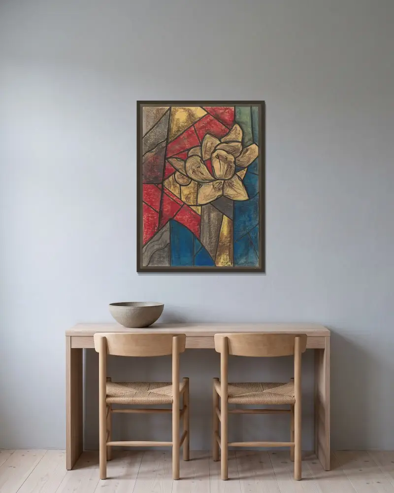 Design för fönster i norra transepten i Utrecht-domkyrkan 13 av Richard Nicolaüs Roland Holst inramad på en vägg