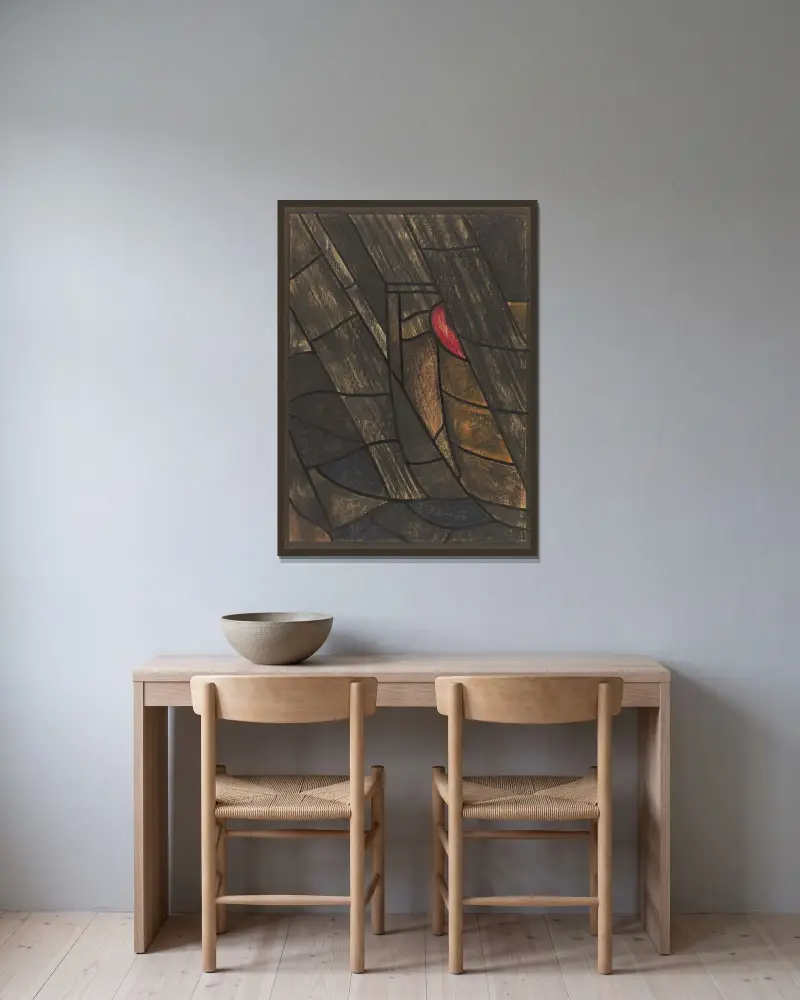 Design för fönster i norra transepten i Utrecht-domkyrkan 17 av Richard Nicolaüs Roland Holst inramad på en vägg
