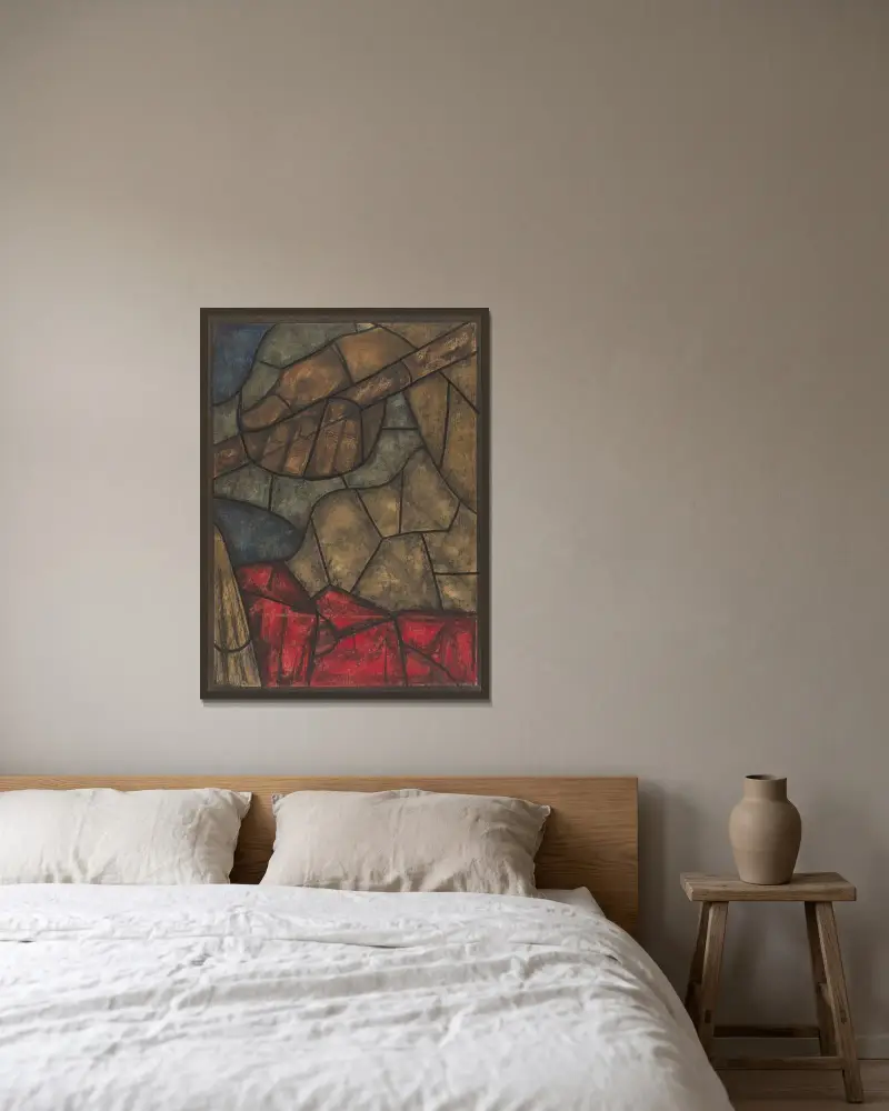 Design för fönster i norra tvärskeppet i Domkyrkan i Utrecht 19 av Richard Nicolaüs Roland Holst inramad på en vägg