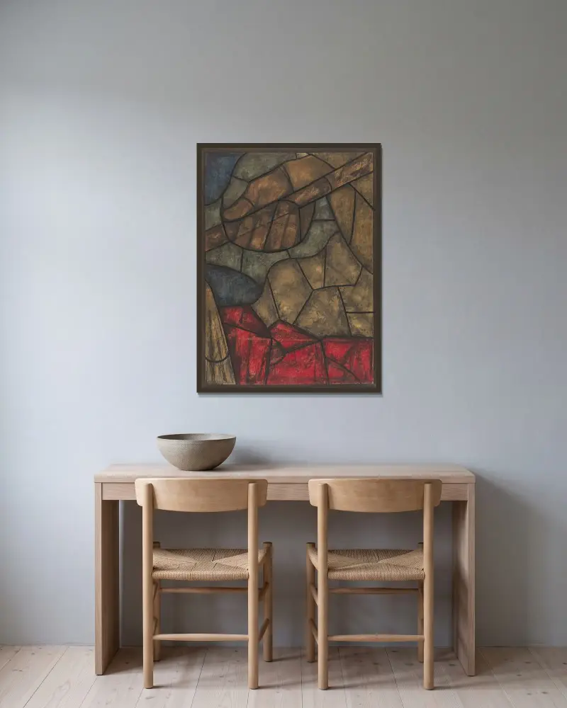 Design för fönster i norra tvärskeppet i Domkyrkan i Utrecht 19 av Richard Nicolaüs Roland Holst inramad på en vägg