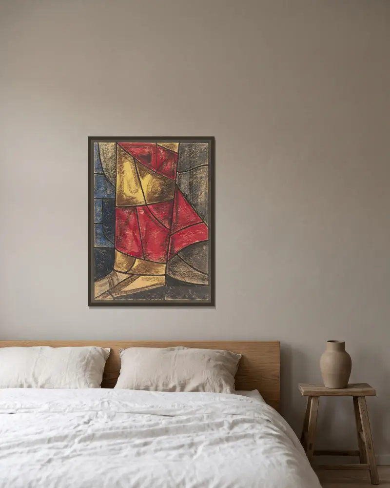 Design för fönster i norra transeptet i Utrecht-domen 2 av Richard Nicolaüs Roland Holst inramad på en vägg