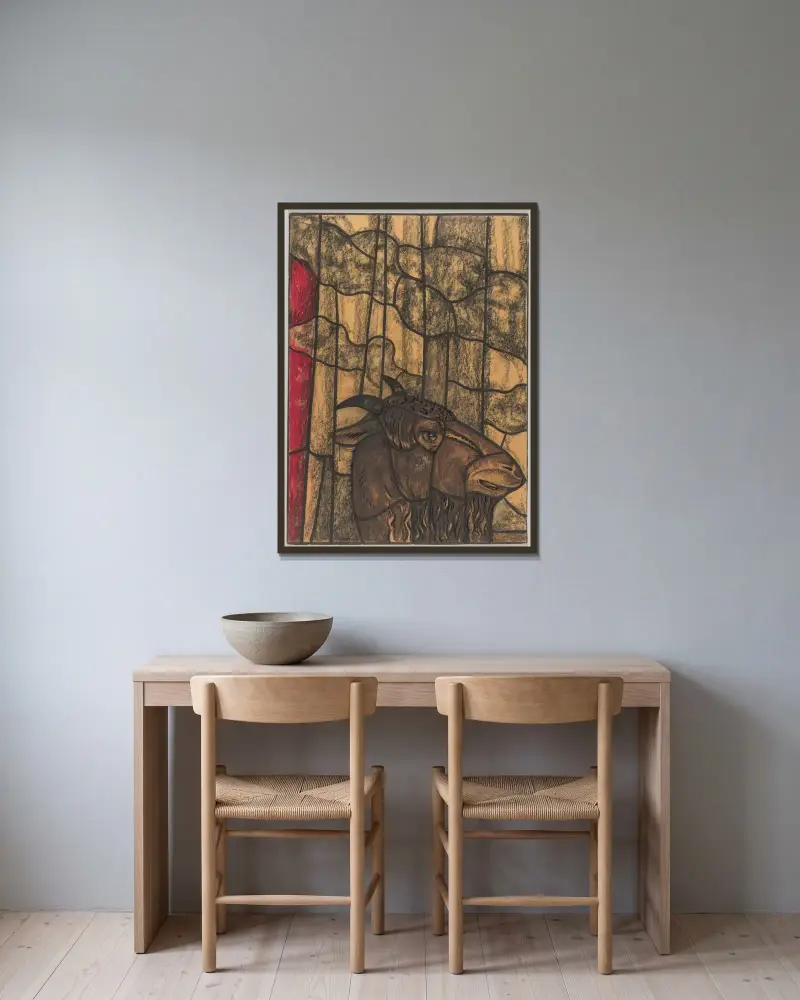 Projekt witrażu w północnym transepcie katedry w Utrechcie 23, Richard Nicolaüs Roland Holst w ramie na ścianie