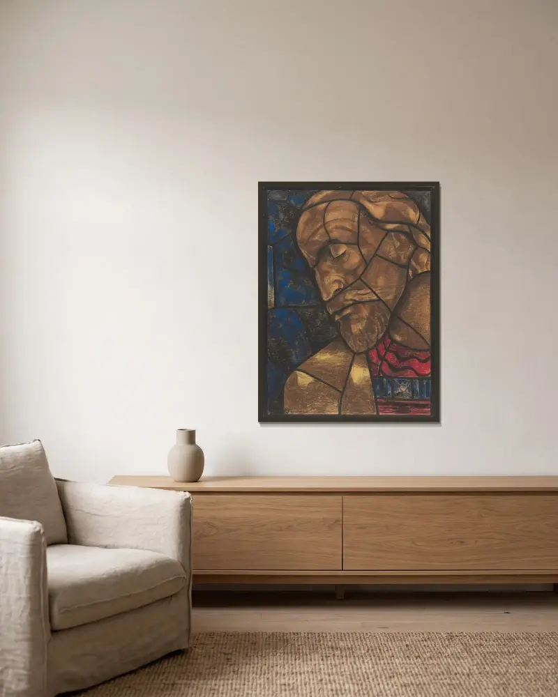 Projekt witrażu w północnym transepcie katedry w Utrechcie 26, Richard Nicolaüs Roland Holst w ramie na ścianie