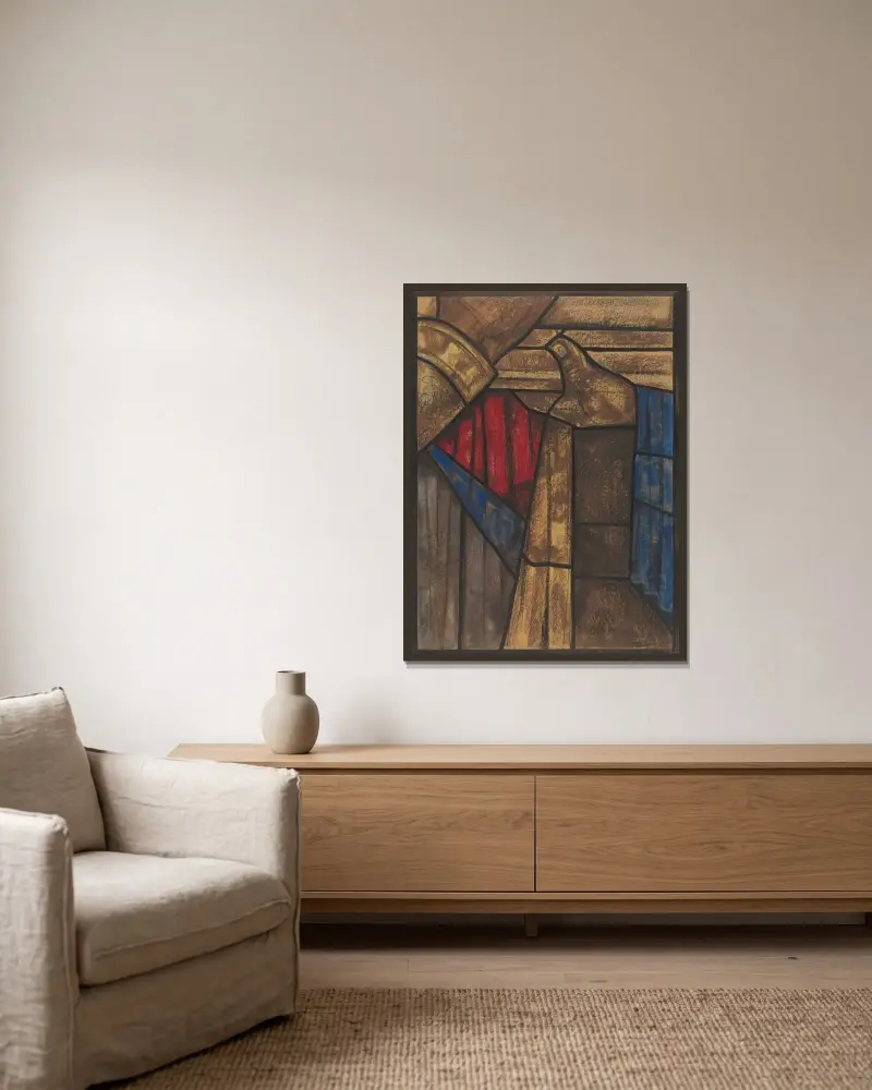 Entwurf für ein Fenster im nördlichen Querschiff des Doms zu Utrecht 27 von Richard Nicolaüs Roland Holst gerahmt an einer Wand