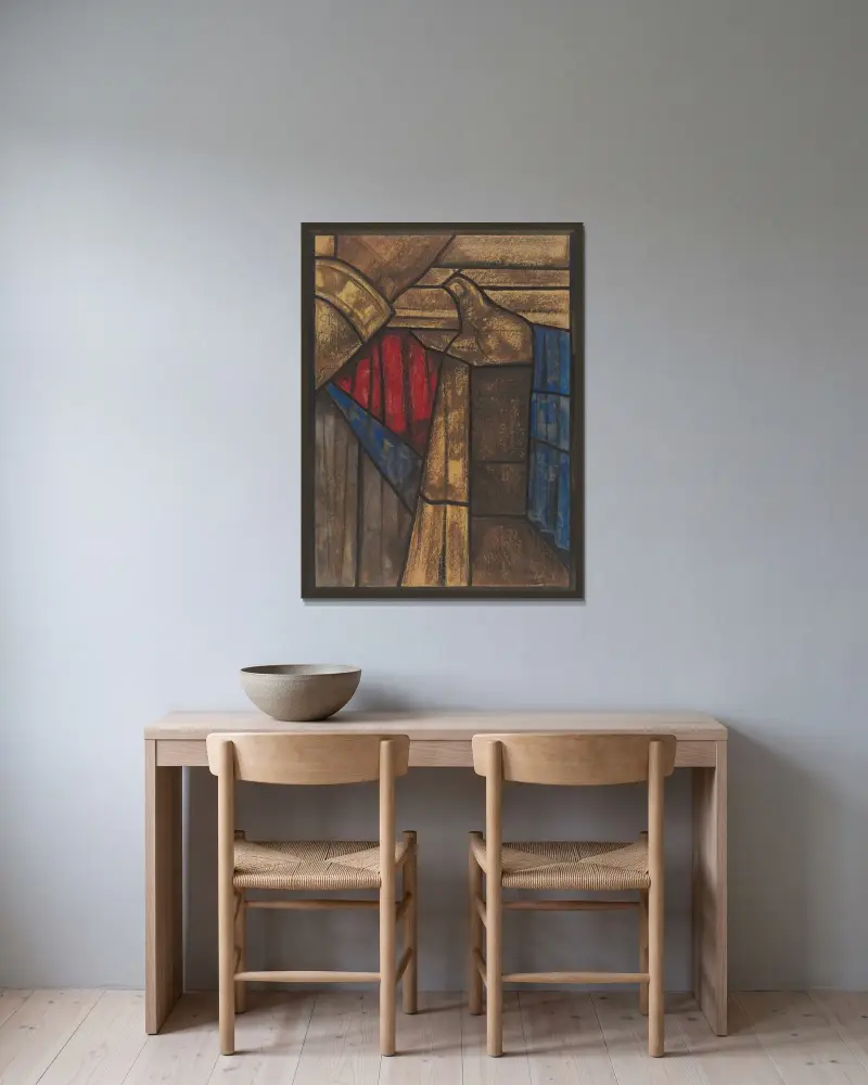 Entwurf für ein Fenster im nördlichen Querschiff des Doms zu Utrecht 27 von Richard Nicolaüs Roland Holst gerahmt an einer Wand