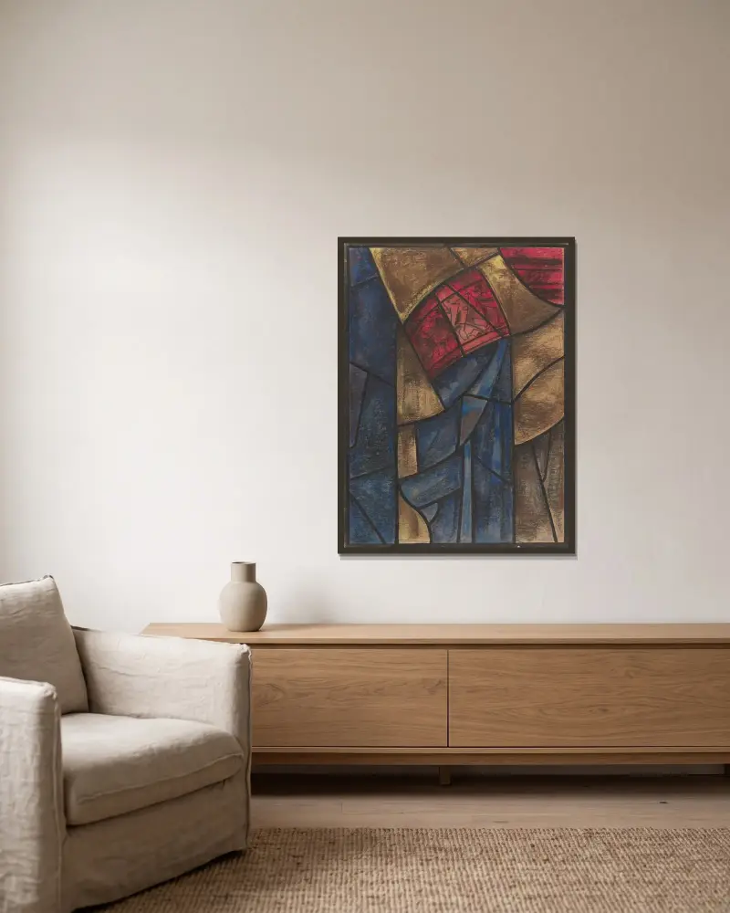 Entwurf für ein Fenster im nördlichen Querschiff des Doms zu Utrecht 28 von Richard Nicolaüs Roland Holst gerahmt an einer Wand