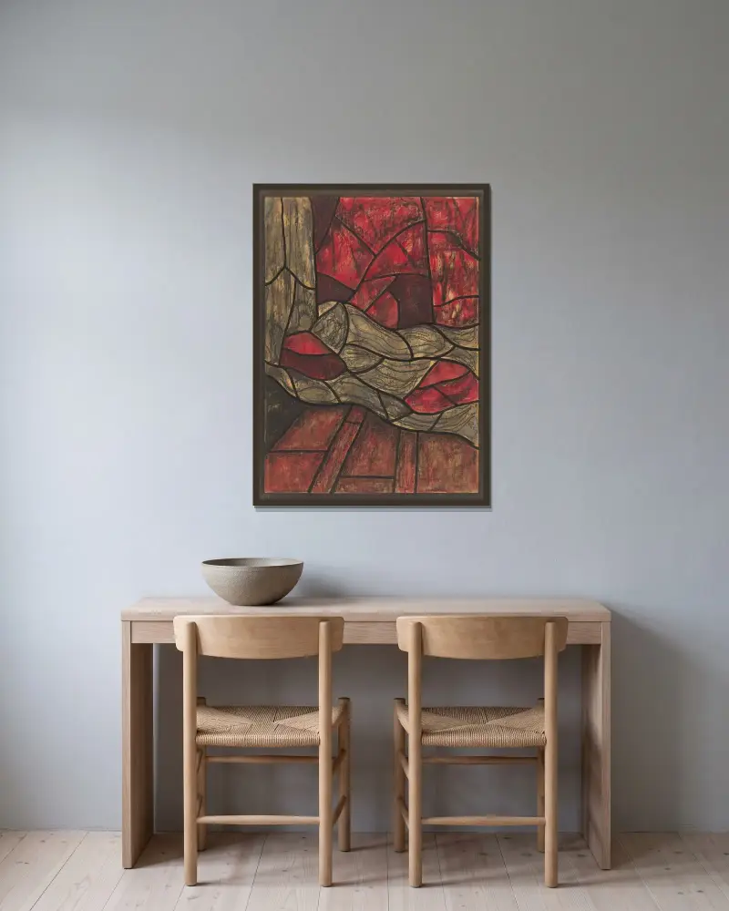Projekt witraża do północnego transeptu katedry w Utrechcie 29, Richard Nicolaüs Roland Holst w ramie na ścianie