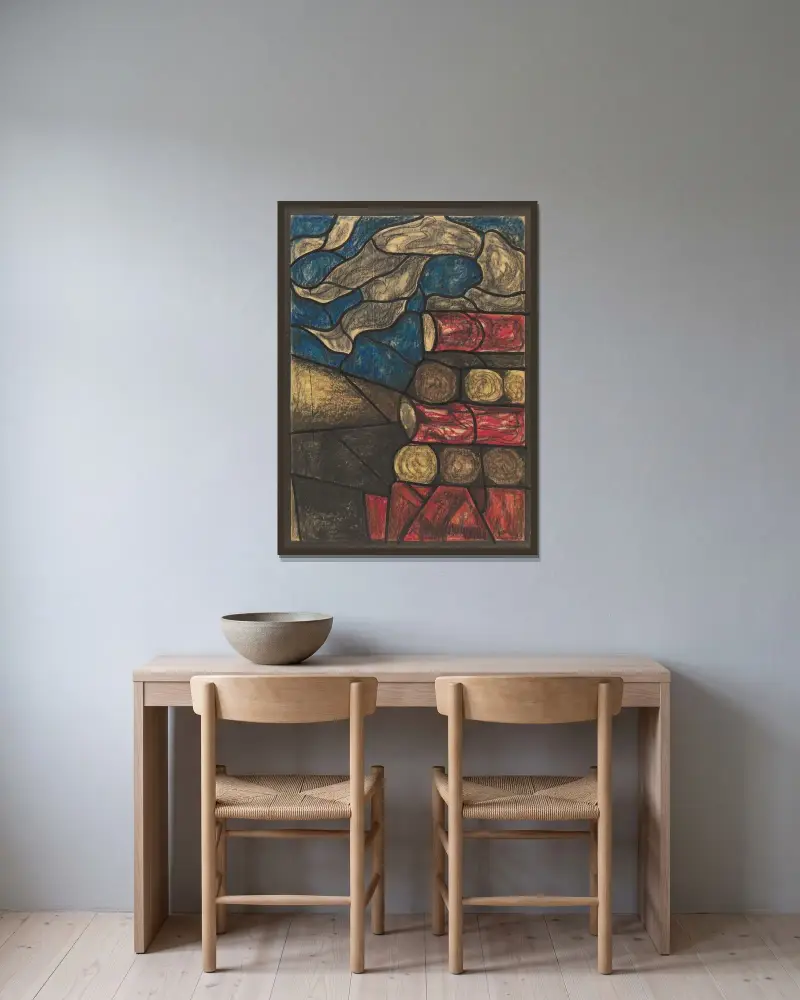 Design för fönster i norra tvärskeppet i Utrecht domkyrka 3 av Richard Nicolaüs Roland Holst inramad på en vägg