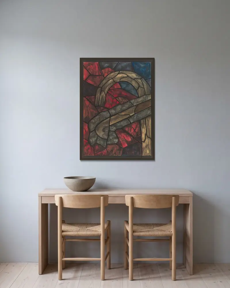 Projekt witraża do północnego transeptu katedry w Utrechcie 32, Richard Nicolaüs Roland Holst w ramie na ścianie