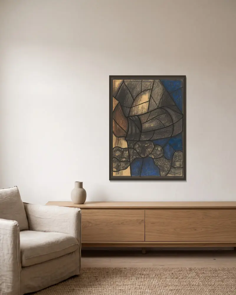 Design för fönster i norra transepten i Utrecht-domkyrkan 33 av Richard Nicolaüs Roland Holst inramad på en vägg