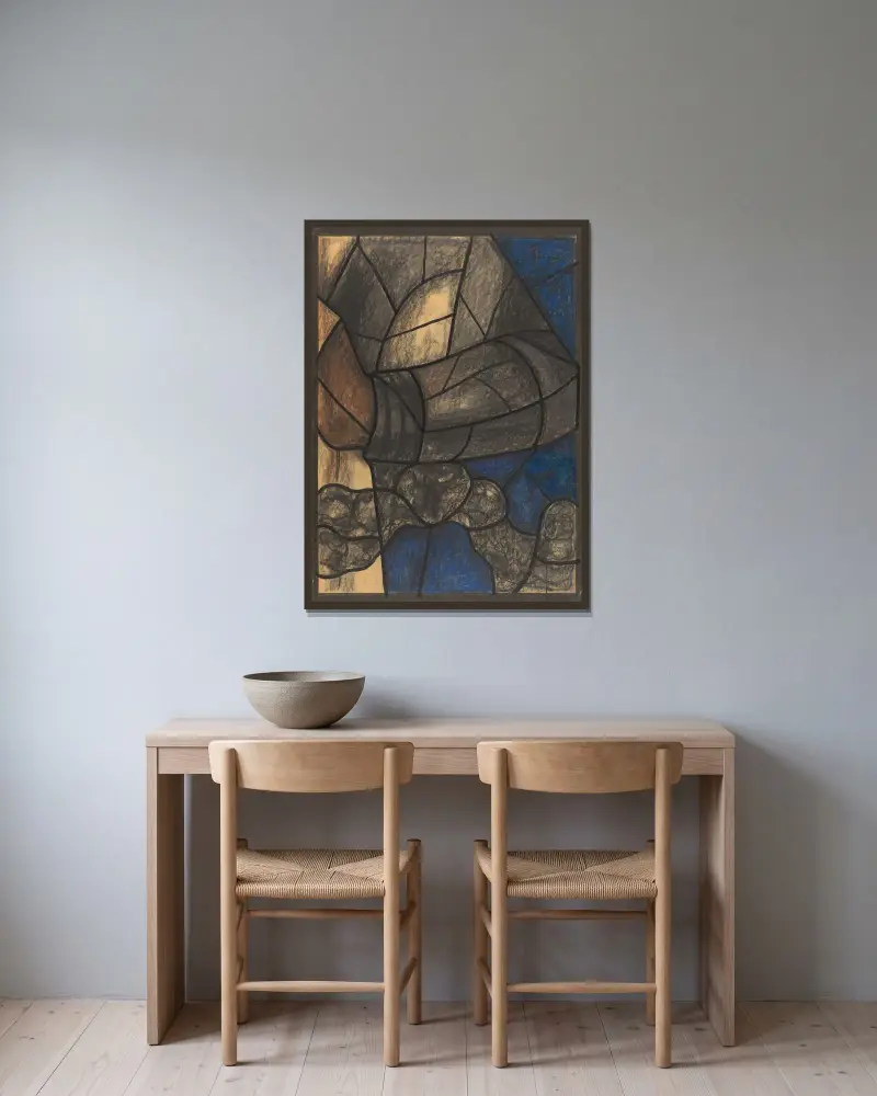 Design för fönster i norra transepten i Utrecht-domkyrkan 33 av Richard Nicolaüs Roland Holst inramad på en vägg