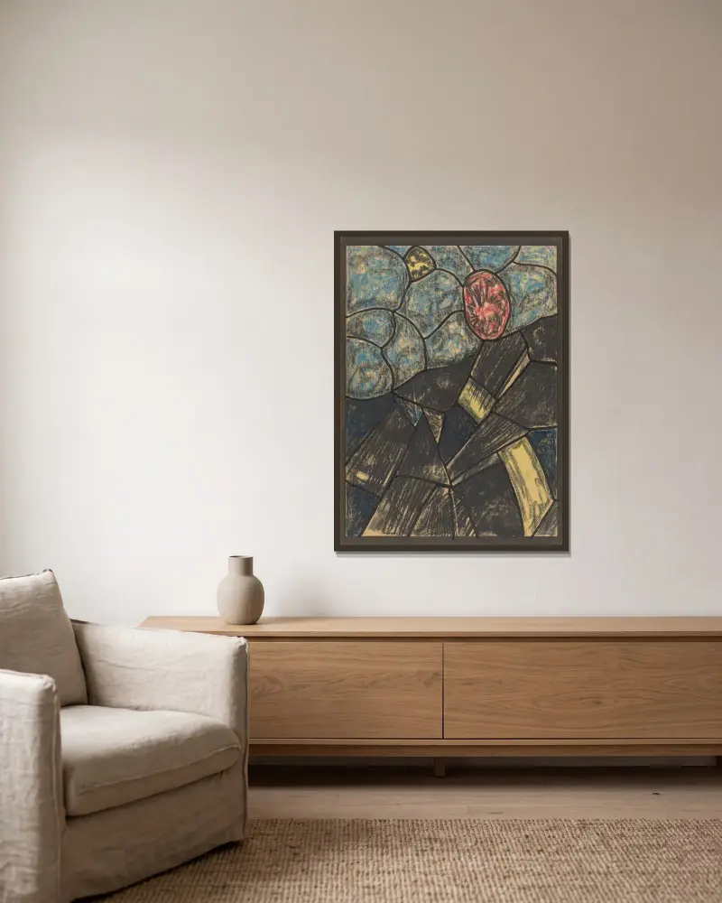 Design för fönster i norra tvärskeppet i Utrecht-domkyrkan 34 av Richard Nicolaüs Roland Holst inramad på en vägg