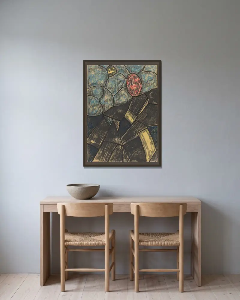 Design för fönster i norra tvärskeppet i Utrecht-domkyrkan 34 av Richard Nicolaüs Roland Holst inramad på en vägg