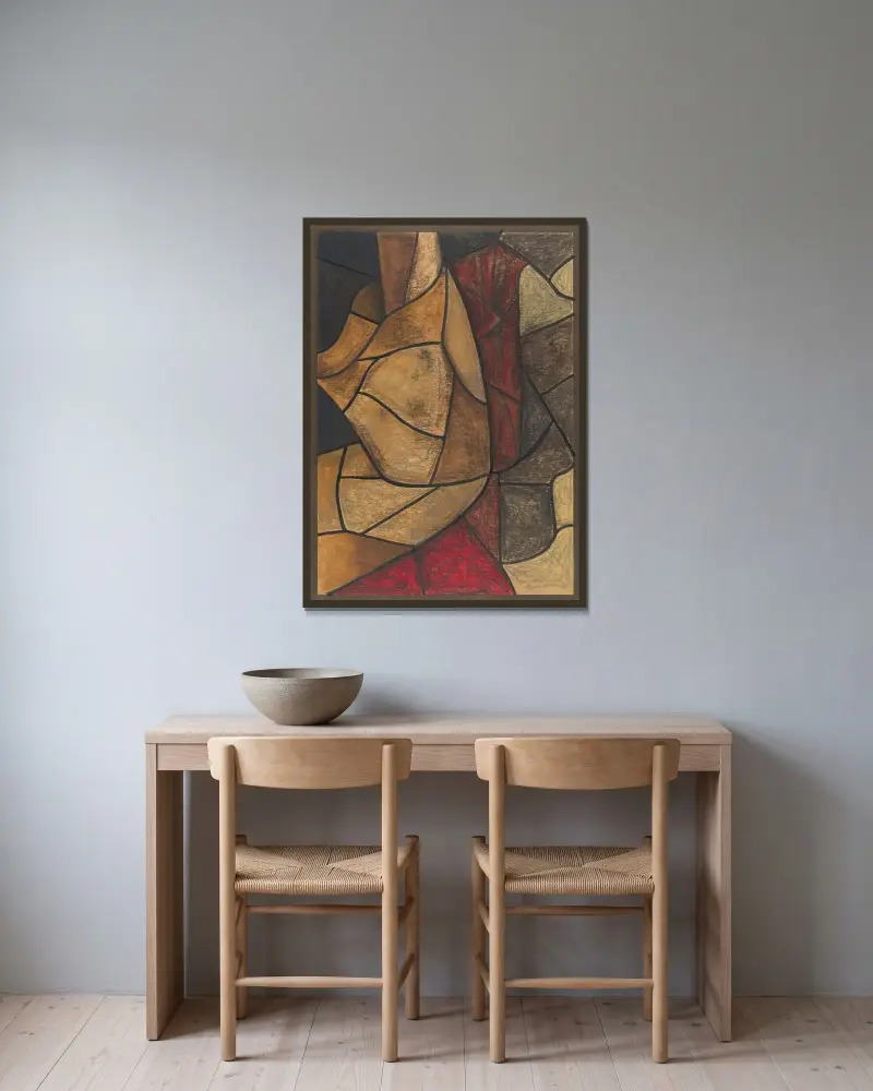 Design för fönster i norra tvärskeppet i Domkyrkan i Utrecht 36 av Richard Nicolaüs Roland Holst inramad på en vägg