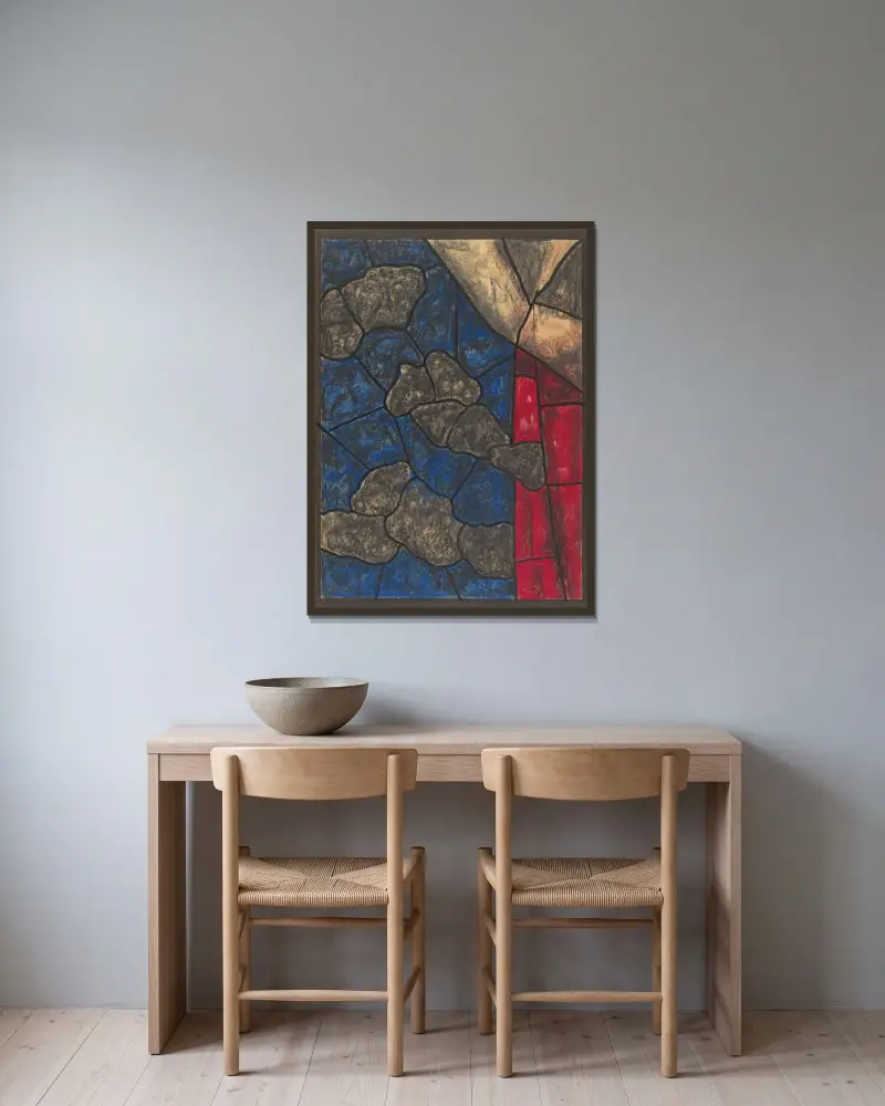 Design för fönster i norra transeptet i Utrecht domkyrka 39 av Richard Nicolaüs Roland Holst inramad på en vägg