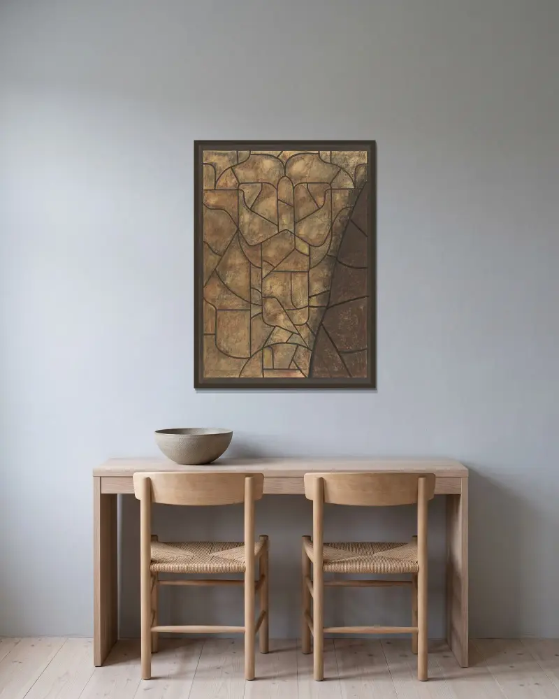 Design för fönster i norra tvärskeppet i Utrecht-domkyrkan 42 av Richard Nicolaüs Roland Holst inramad på en vägg