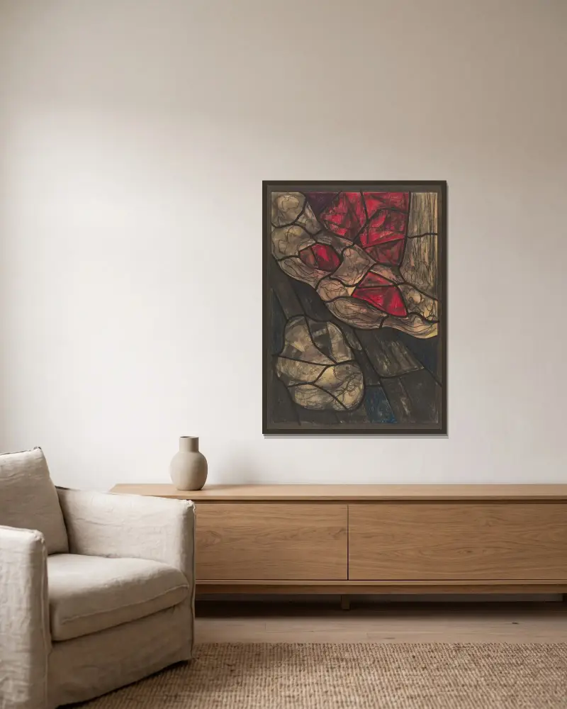 Entwurf für ein Fenster im nördlichen Querschiff des Doms zu Utrecht 48 von Richard Nicolaüs Roland Holst gerahmt an einer Wand