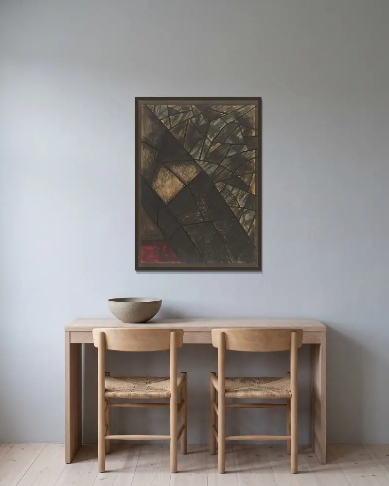 Förslag till fönster i norra tvärskeppet i Utrecht 49 av Richard Nicolaüs Roland Holst inramad på en vägg