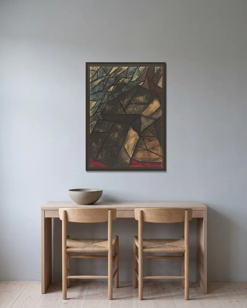 Design för fönster i norra transeptet i Domkyrkan i Utrecht 51 av Richard Nicolaüs Roland Holst inramad på en vägg