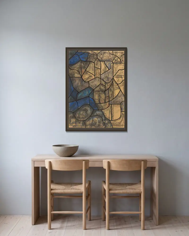 Design för fönster i norra transeptet i Domkyrkan i Utrecht 53 av Richard Nicolaüs Roland Holst inramad på en vägg