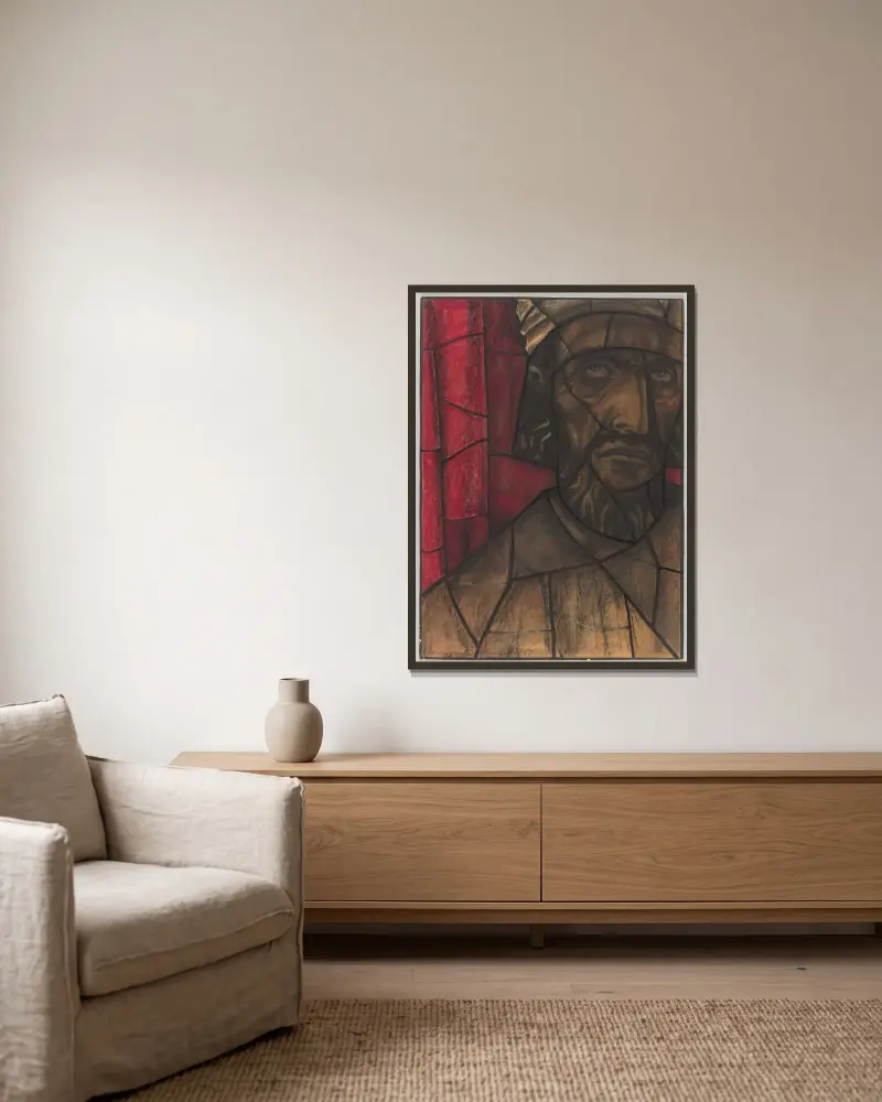 Ontwerp voor raam in het Noordertransept in de Dom te Utrecht 9 av Richard Nicolaüs Roland Holst inramad på en vägg