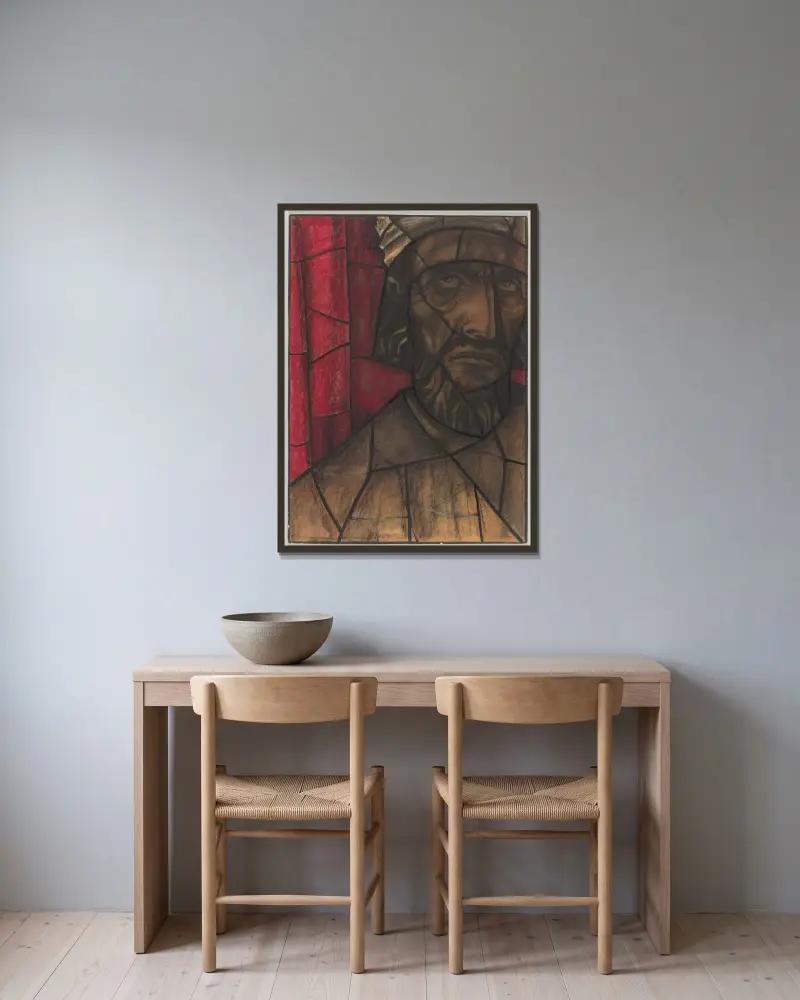 Ontwerp voor raam in het Noordertransept in de Dom te Utrecht 9 av Richard Nicolaüs Roland Holst inramad på en vägg