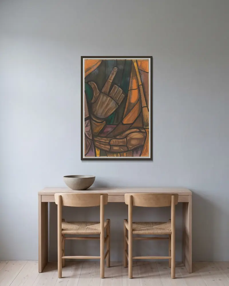 Design för fönster i södra tvärskeppet i Utrecht-domkyrkan 2 av Richard Nicolaüs Roland Holst inramad på en vägg