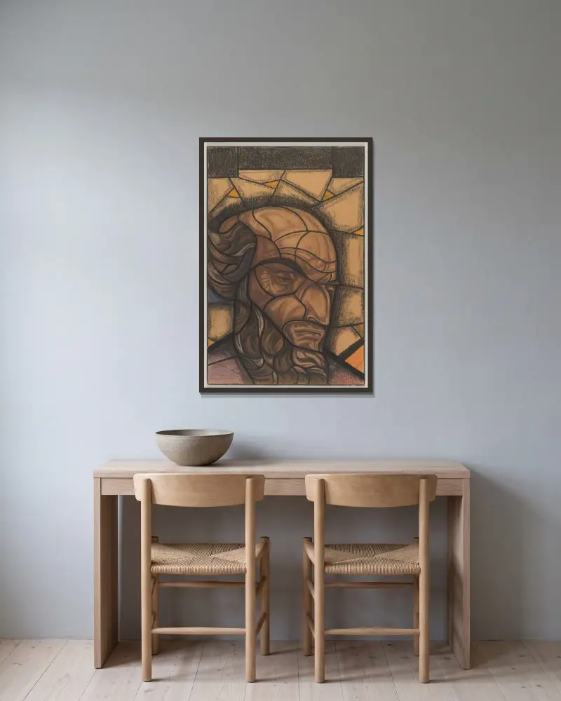 Design för fönster i södra transeptet i Utrecht-domen 3 av Richard Nicolaüs Roland Holst inramad på en vägg