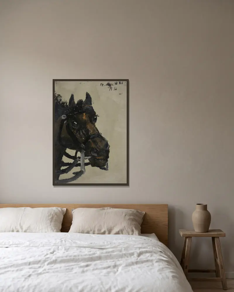 Pferdekopf von Richard Nicolaüs Roland Holst gerahmt an einer Wand