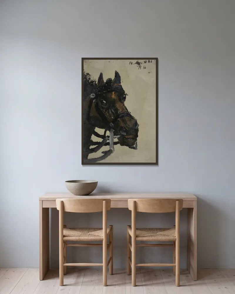 Pferdekopf von Richard Nicolaüs Roland Holst gerahmt an einer Wand