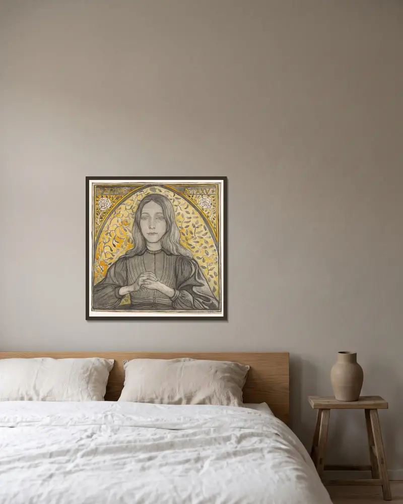 Porträt von Harpje im Alter von 15 Jahren von Richard Nicolaüs Roland Holst gerahmt an einer Wand