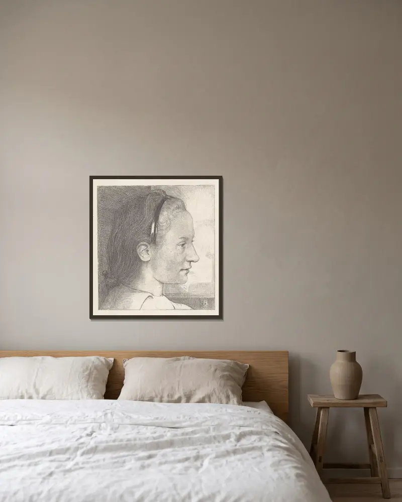 Porträtt av Heleen Burgers av Richard Nicolaüs Roland Holst inramad på en vägg