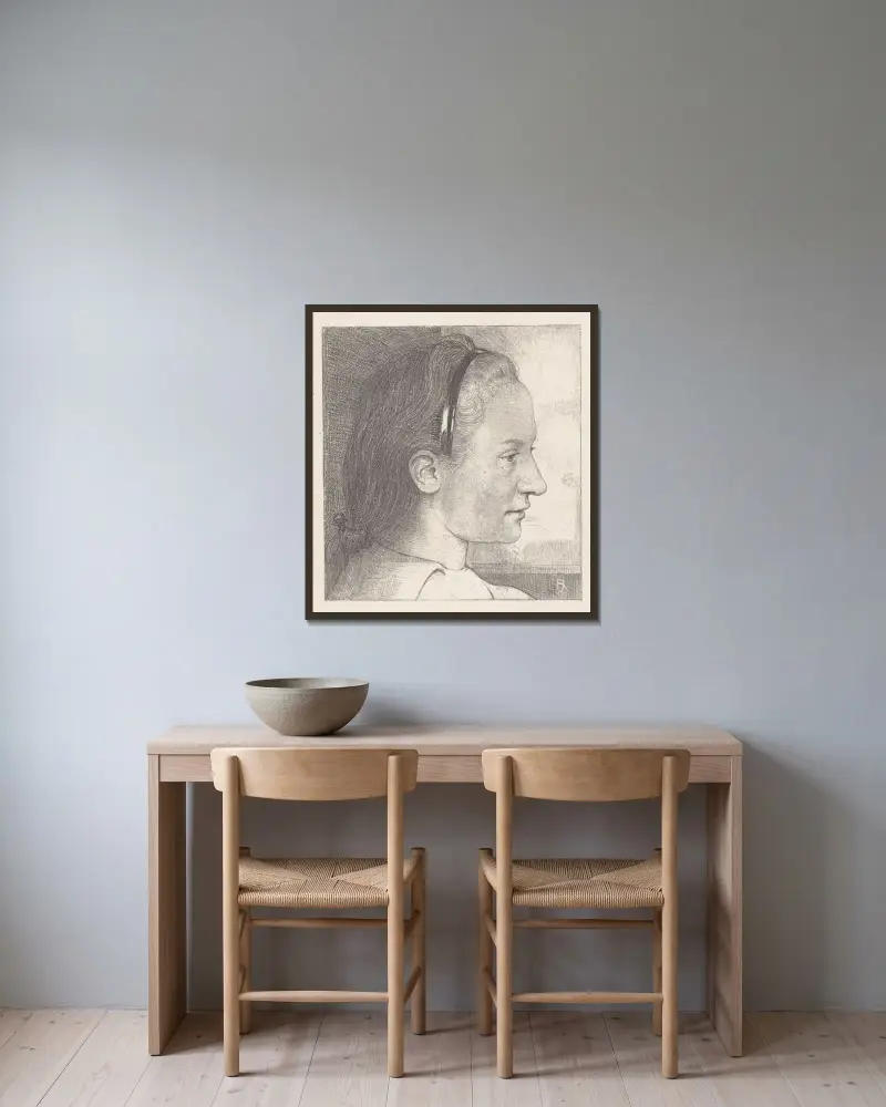 Porträtt av Heleen Burgers av Richard Nicolaüs Roland Holst inramad på en vägg