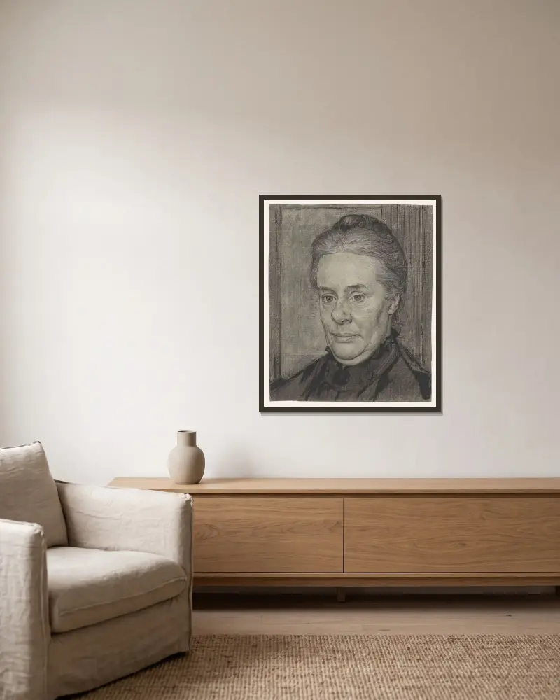 Porträtt av fru Anna Ida van der Schalk-van der Hoeven av Richard Nicolaüs Roland Holst inramad på en vägg