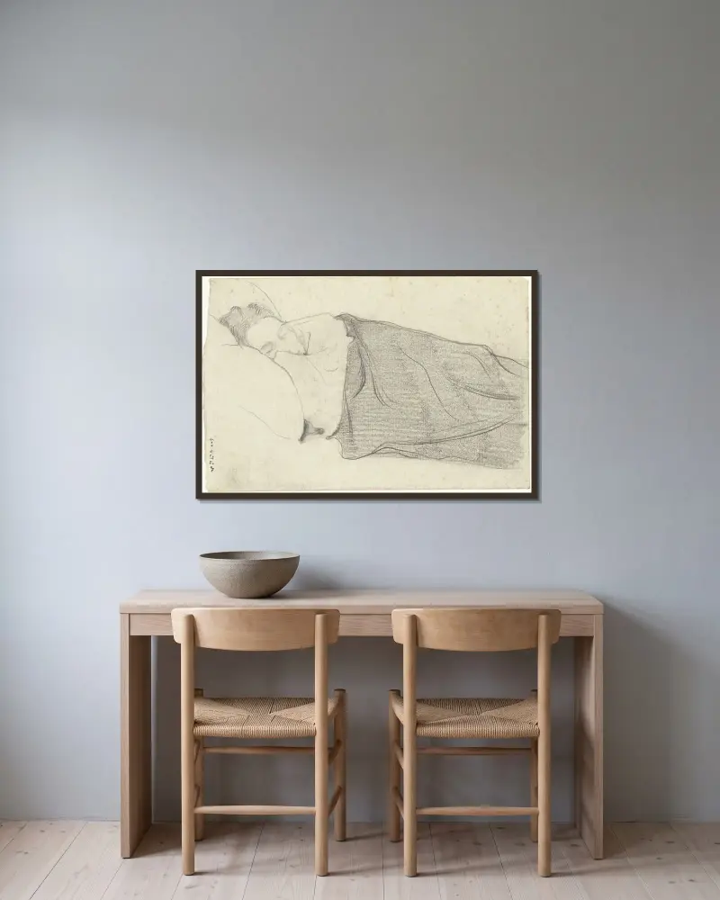 Kvinna av Richard Roland Holst i säng av Richard Nicolaüs Roland Holst inramad på en vägg