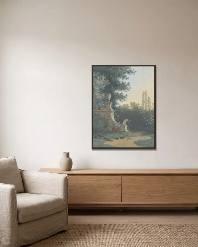 Bloemisterij van A.C. en H. van Eeden, tuin, Wagenweg av Henriëtte Ronner-Knip inramad på en vägg