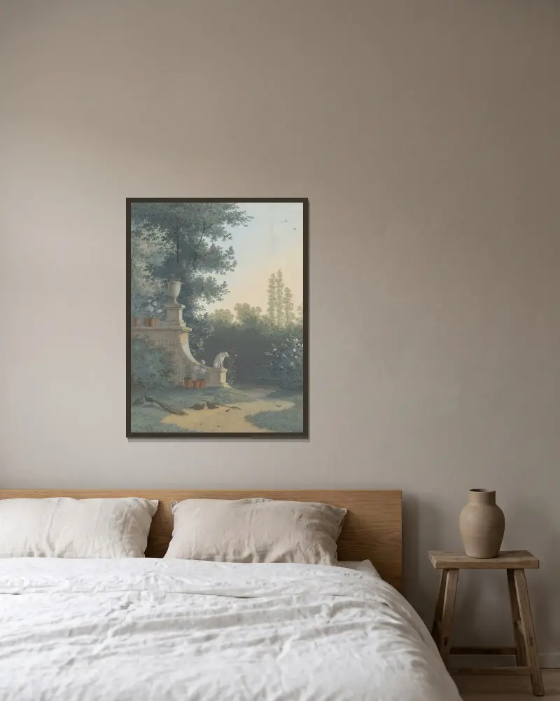 Bloemisterij van A.C. en H. van Eeden, tuin, Wagenweg av Henriëtte Ronner-Knip inramad på en vägg