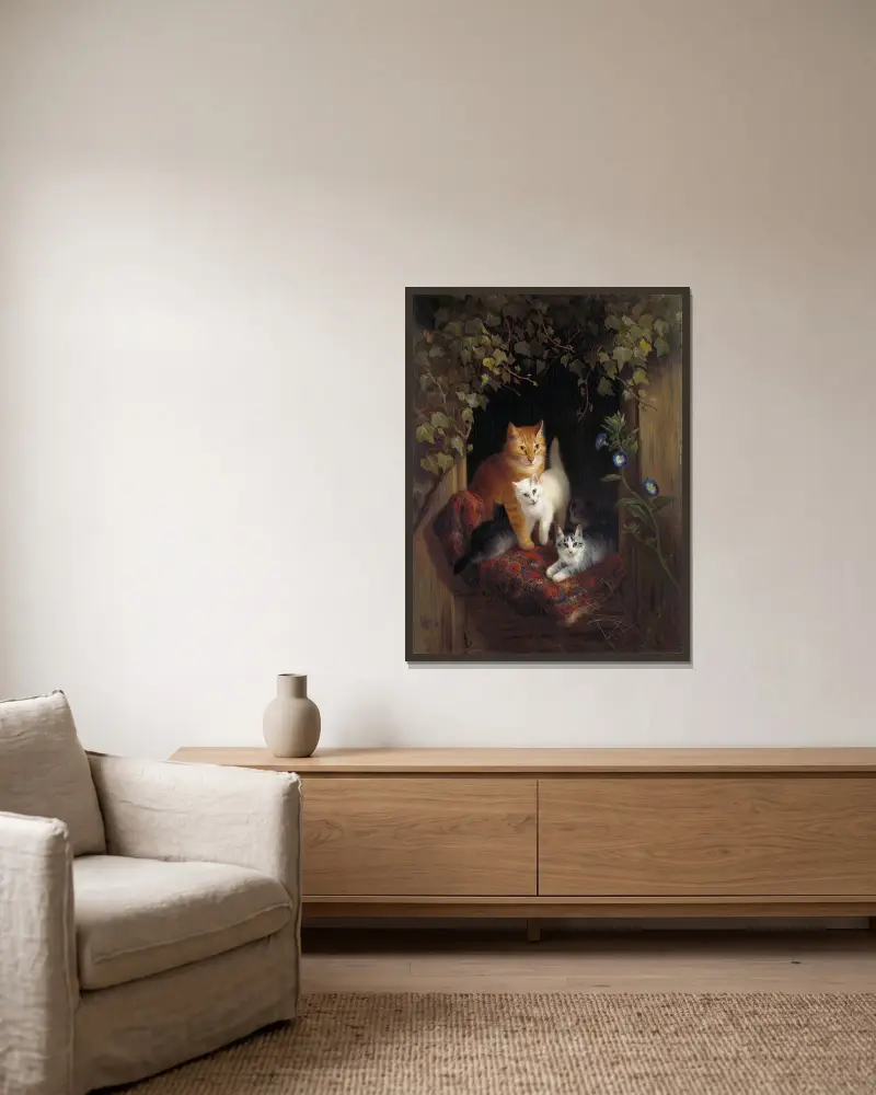 Kočka s koťaty, Henriëtte Ronner-Knip v rámu na stěně
