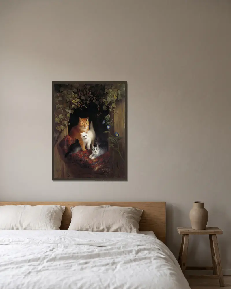 Kočka s koťaty, Henriëtte Ronner-Knip v rámu na stěně