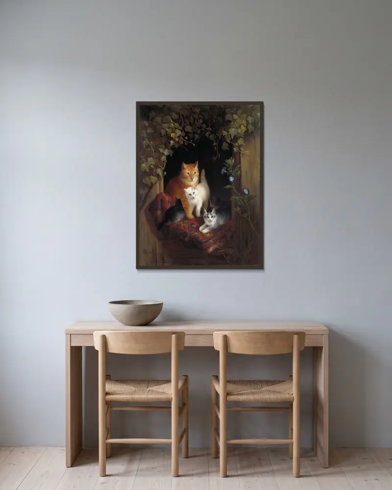 Kočka s koťaty, Henriëtte Ronner-Knip v rámu na stěně